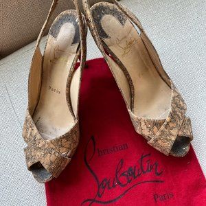 Christian Louboutin Cork Soso Criss Cross Slingback Sandals -- IT 39 / US 8.5